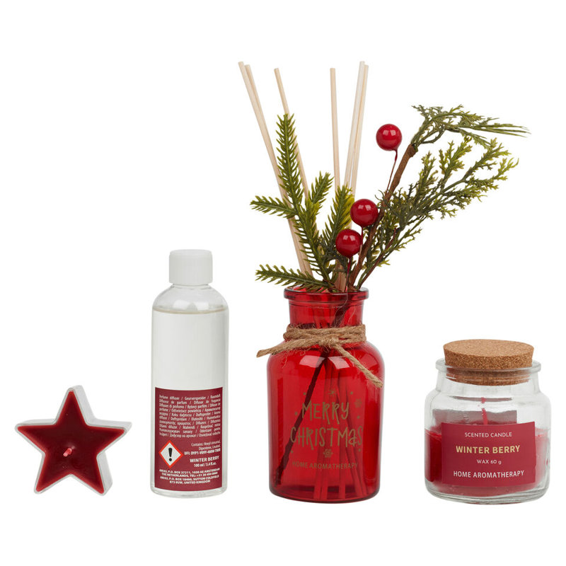 Andan Reed Diffusers And Sticks, Red, Winter Berry