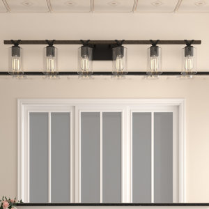 Knudson 6 - Light Bathroom Steel Dimmable Bathroom Vanity Light (missing 2 glass shades)