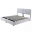 Lit plateforme tapissier Lit plateforme inclus deux lits simples, systèmes de rangement hydraulique et tête de lit à rayures verticales-107402885