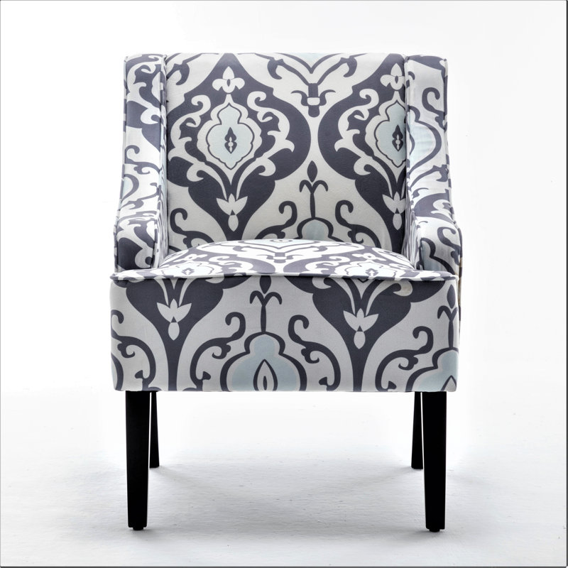 Gartenbush Upholstered Armchair, Black/White Print Microfiber/Microsuede
