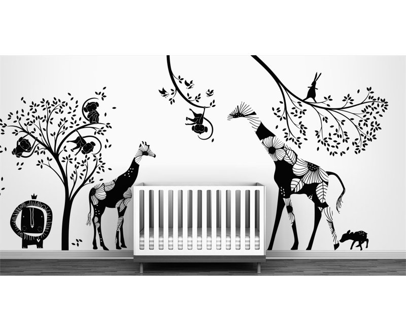 Décalcomanie murale jungle baby, Noir