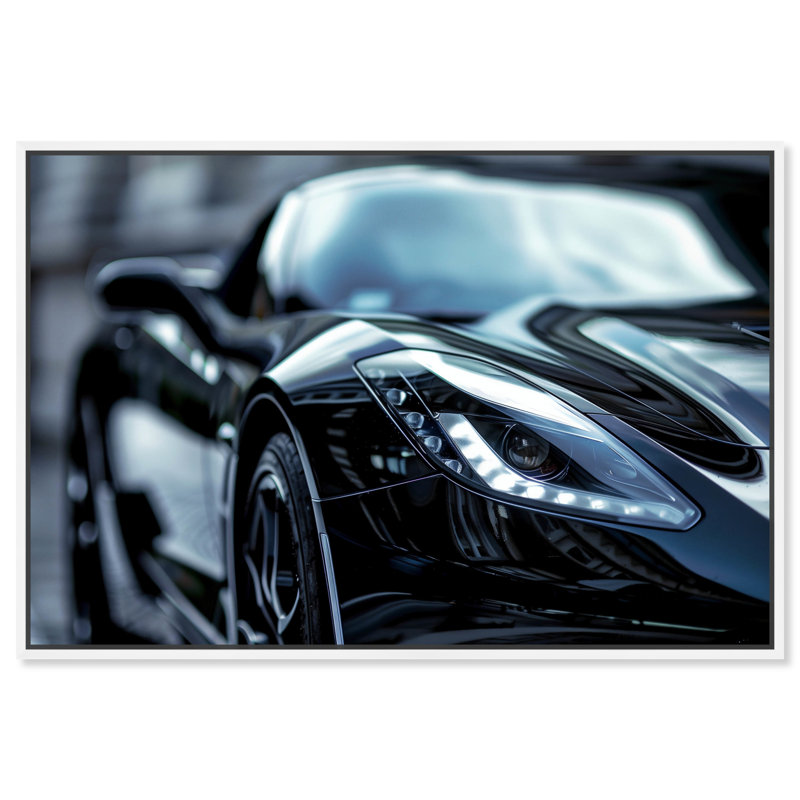 Art mural «Elegance In Speed Sport Car Man» par Notoriart, Cadre blanc, H 31 po x l 46 po