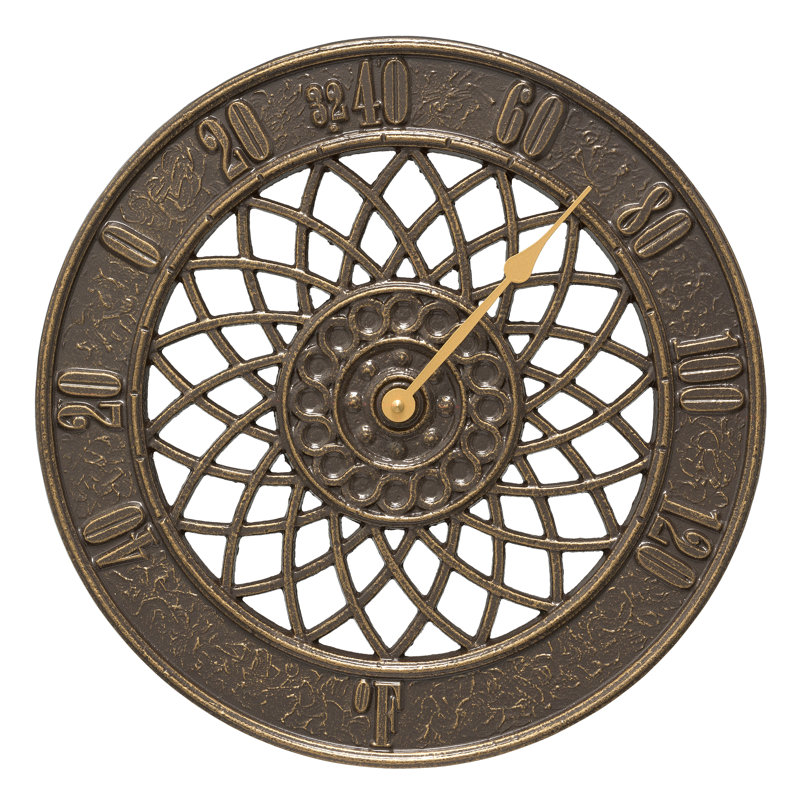 Thermomètre mural intérieur/extérieur spirale, Bronze français