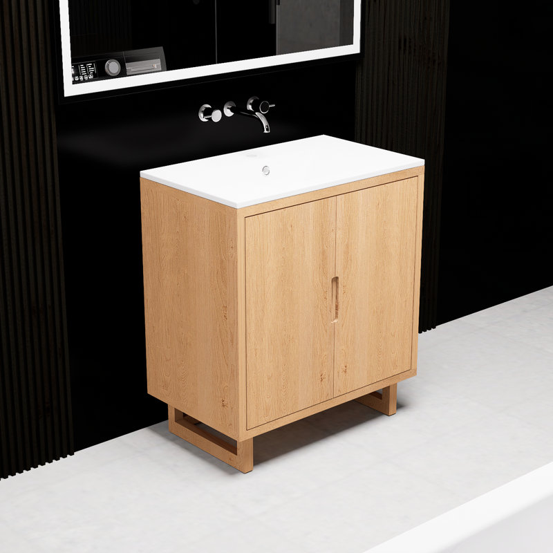 Ensemble de meuble-lavabo avec lavabo, armoire combinée et armoire de rangement brune 30 "Brown