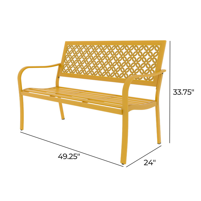Banc de jardin en acier Roselynne, Jaune