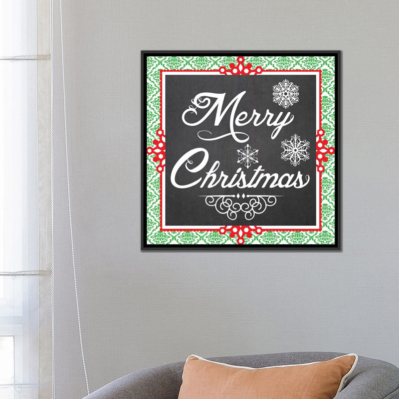 «Let it Snow I», art textuel sur toile tendue, H 18 po x l 18 po x P 1,5 po, Toile avec cadre noir, Pas de tapis