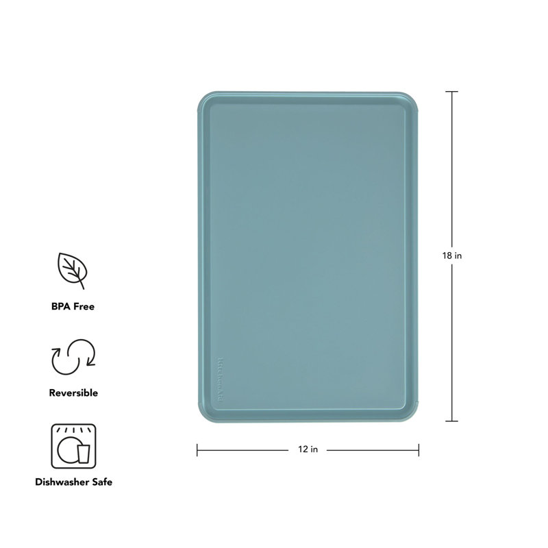 Kitchenaid Classic Non-Slip Poly Cutting Board, 12X18 Inch, Mineral Water
