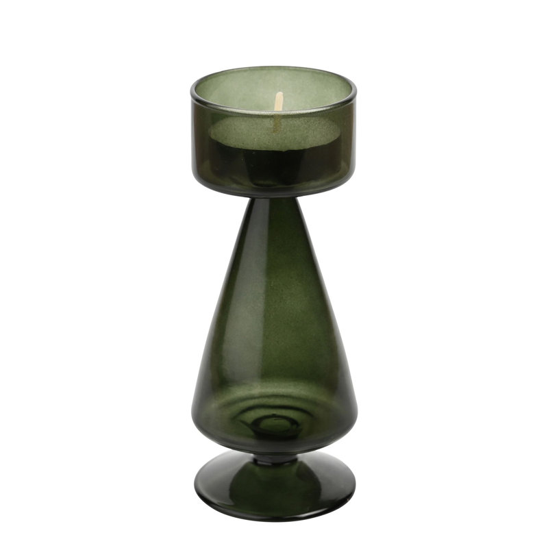 Glass Tabletop Tealight Holder, 4.92 H x 1.97 W x 1.97 D cm
