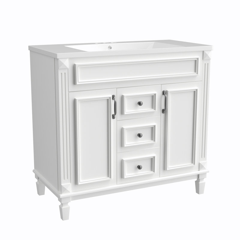 Ensemble de meuble-lavabo simple 35,9 po avec plateau Albreda, Blanc