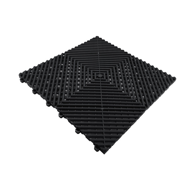 Catrinel Dakota Fields 15.75cm W x 15.748cm L Garage Flooring Tiles, Black