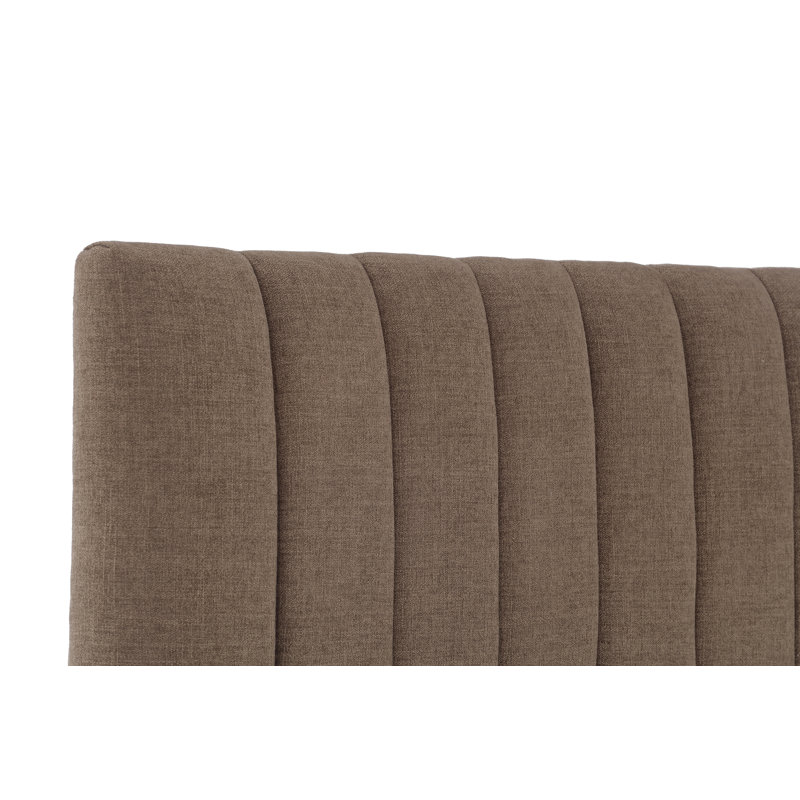 Channel Tufted Upholstered Headboard, Brown, Queen