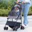 Poussette 4 roues pour animaux, poussette pliable pour chiots avec housse de protection contre les intempéries et panier de rangement pour petits chiens et chats de taille moyenne, noir et gris 