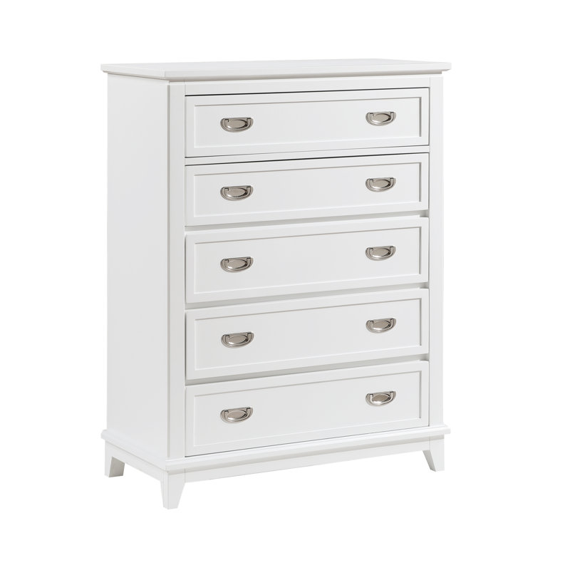 Beckett 36.5" Modern 5-Drawer Chest, White