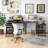 L-Shaped Metal Base Computer Desk with Power Outlet-61590591
