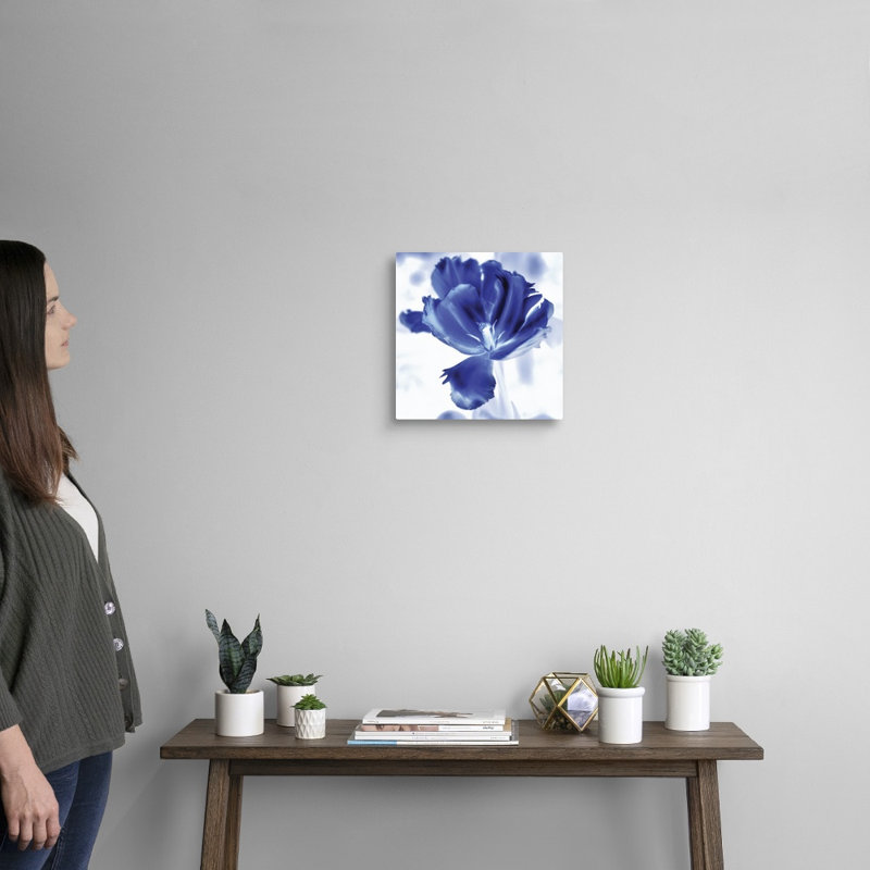 " Blue Ice Tulip " Painting Print, 12" H x 12" W x 1.25" D, Wrapped Canvas