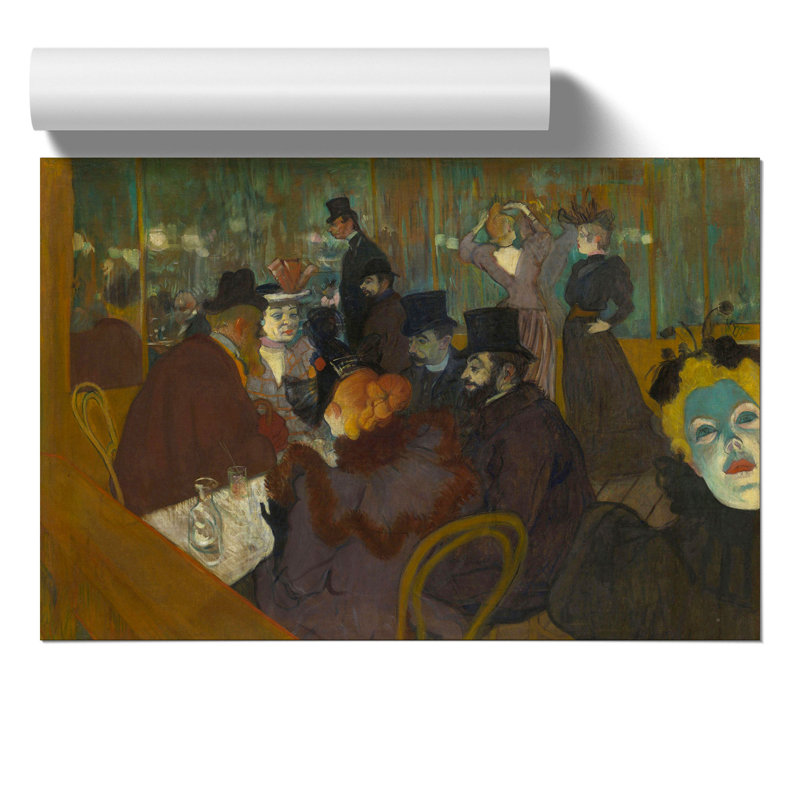 At the Cabaret by Henri de Toulouse-Lautrec - Unframed Painting, 21cm H x 30cm W x 0.1cm D