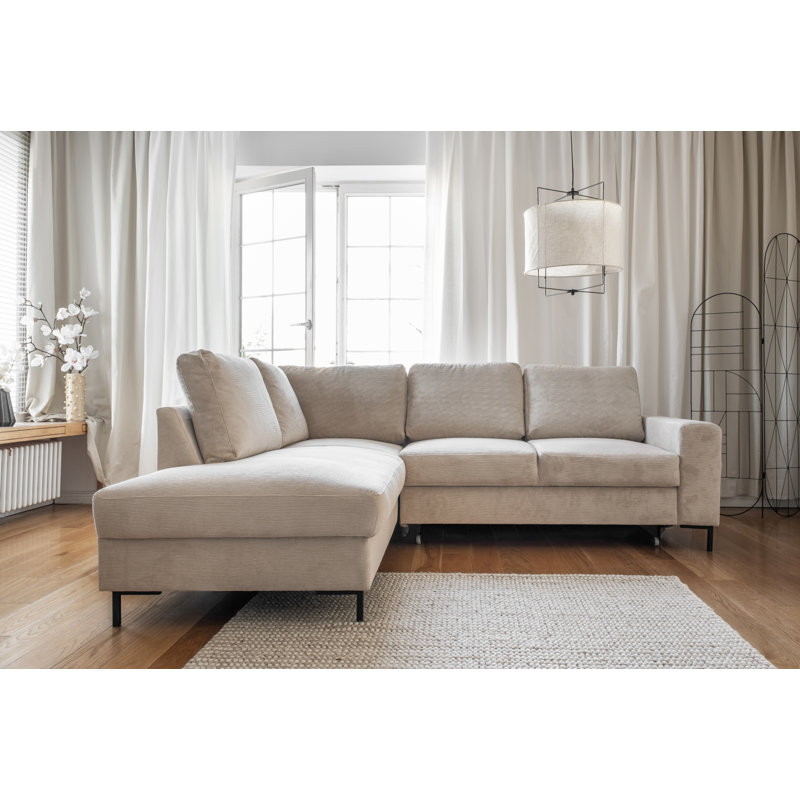Lofty Lilly 6 seater Corner Sofa Bed, Beige, Left Hand Facing