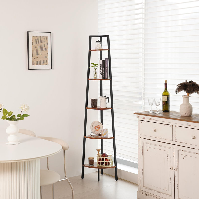 5-Tier Corner Bookshelf, Berry Brown