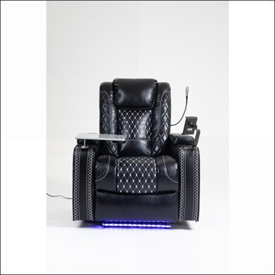Recliners with Zero Gravity Recline, Storage Armrests, USB Cup Holders, Laptop/Phone Holders | Black Leather