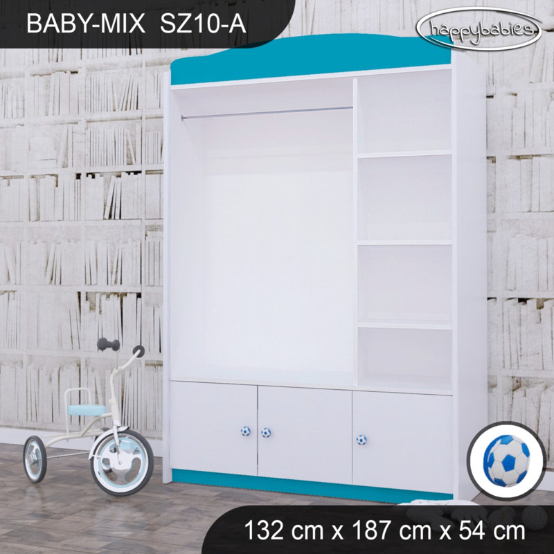 Baby 6 Door Wardrobe, Red/White/Red
