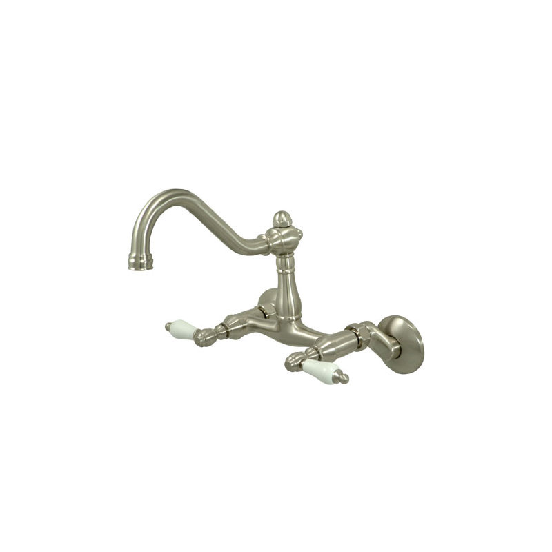 Double Handle Kitchen Faucet, Satin Nickel