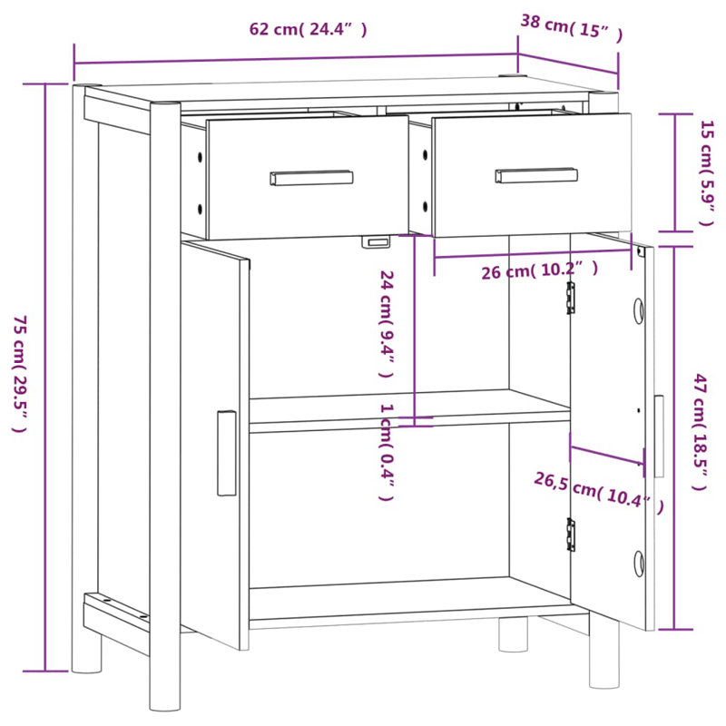 Keden Solid Wood Accent Cabinet, Black