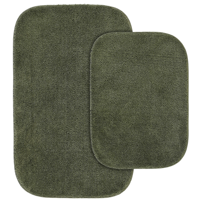 Ensemble de tapis de bain en nylon 2 pièces avec envers antidérapant Mccluney, Fougère intense