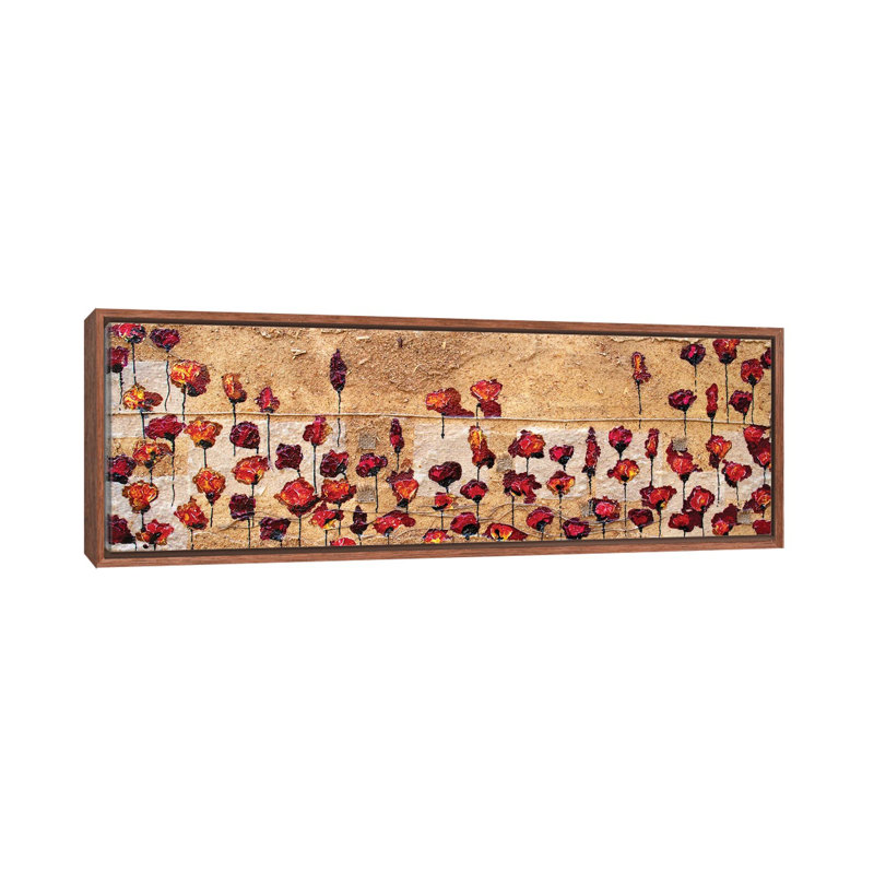 Poppies Oizzontale Segatura by Donatella Marraoni - Panoramic Painting on Canvas, 121.92 cm H x 40.64 cm W