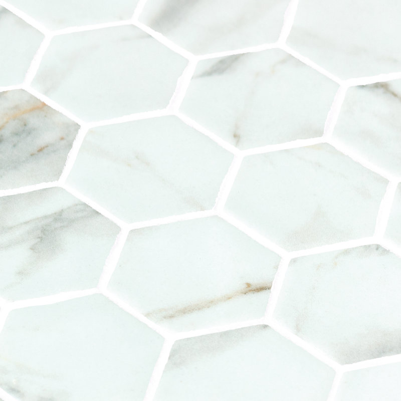 Onix 2” x 2” Hexagon Athena Matte Glass Marble Look Mosaic