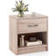 Table de chevet avec tiroir et tablette de rangement ouverte-1065040756