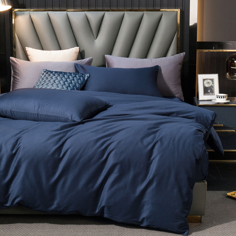 Ensemble de housse de couette MooMee, Housse de couette pour très grand lit et 2 taies , Marine