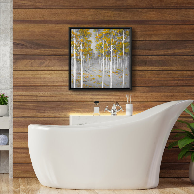Toile avec cadre gris Birch Forest | Décoration intérieure contemporaine