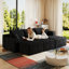 Canapé modulaire 95 po avec 2 repose-pieds Cloud, coussins rembourrés minimalistes modernes, canapé en U confortable pour le salon, canapé d'angle à assise profonde, aucun assemblage requis, noir (tissu en velours côtelé moelleux)