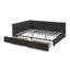 Base de lit tapissier grand capitonné avec rangement, canapé-lit avec dossier confortable et accoudoirs, grand lit pour chambre à coucher, salon, velours, noir (85,5 po x 64,5 po x 29,5 po)