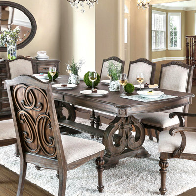 Dining Room 1pc Dining Table W Leaf Trestle Base Rustic Natural Tone Table Solid Wood Furniture