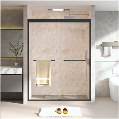 Porte de douche coulissante double semi-sans cadre, porte de douche à dérivation, porte en verre trempé SGCC
