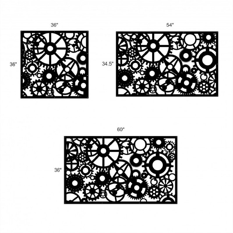 Panneau d'intimité en aluminium découpé au laser Gear, H 30 po x l 48 po x P 0,12 po