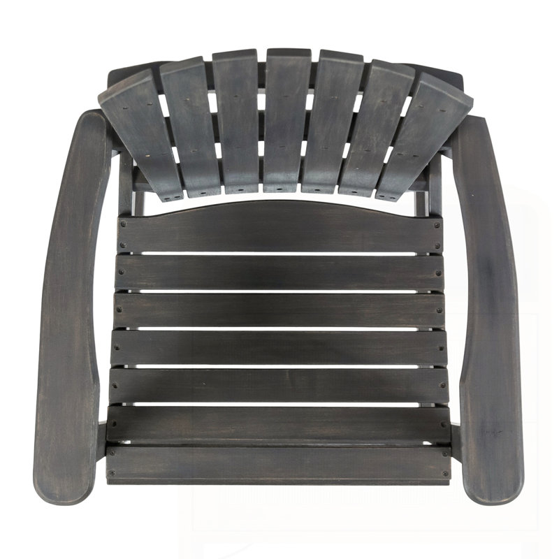 Ensemble de 2 tabourets de bar d'extérieur en bois d'acacia Adirondack, Gris foncé
