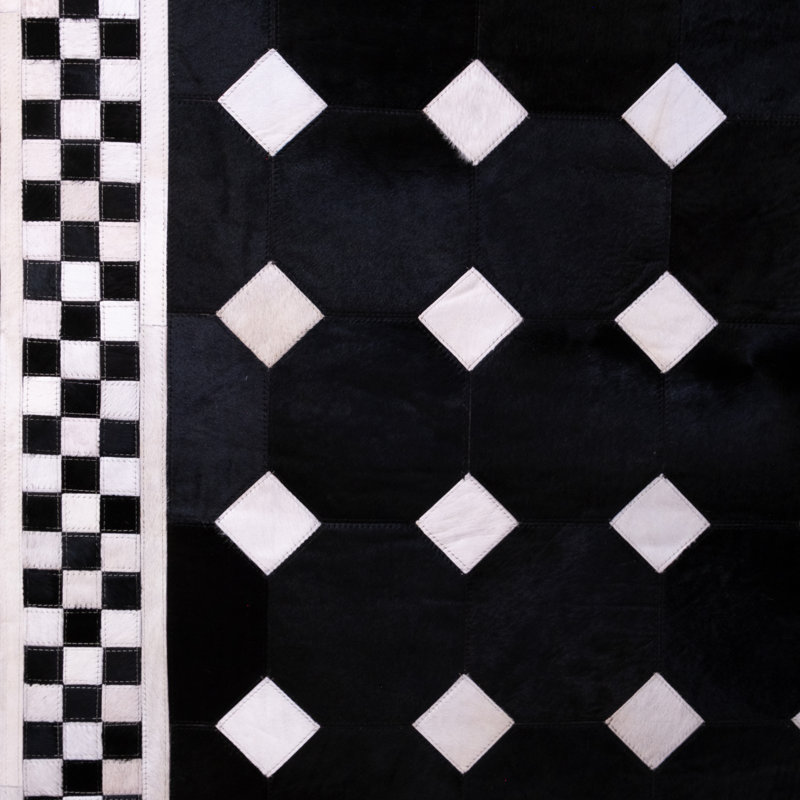 Black Tile Hair On Hide Rug, Rectangle 5' x 8'
