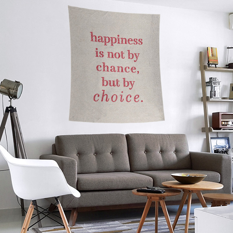 Tapisserie citation manuscrite en polyester, H 27,5 po x l 37,5 po, Blanc / Rouge