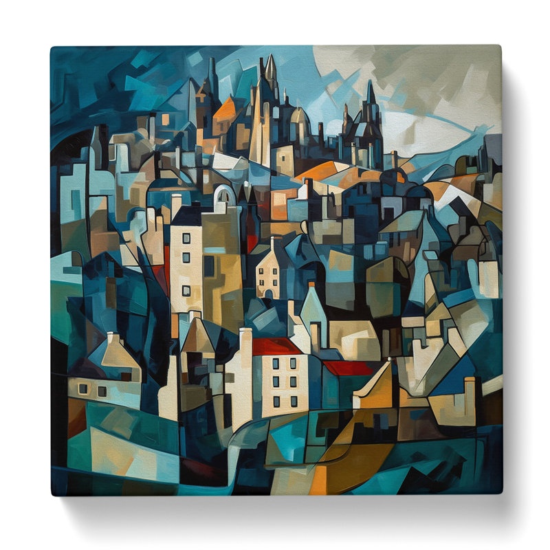 City Of Edinburgh Cubism No.4 - Wrapped Canvas, 35cm H x 35cm W x 3cm D