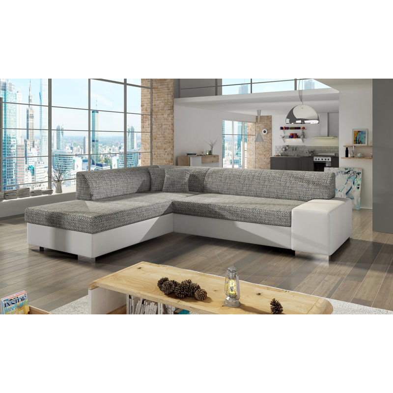 Cienna 4 Seater Sofa Bed, Left Hand Facing, Brown/White