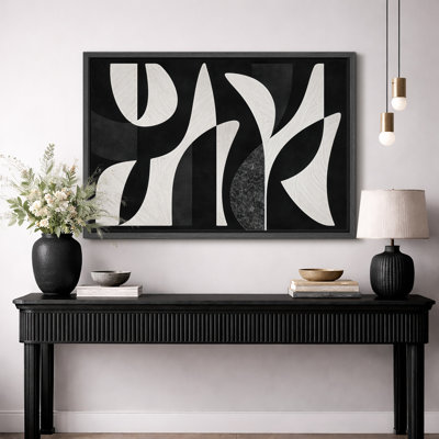 Abstrait noir et blanc, motif organique de forme organique, photos de salon moderne, impression sur toile encadrée