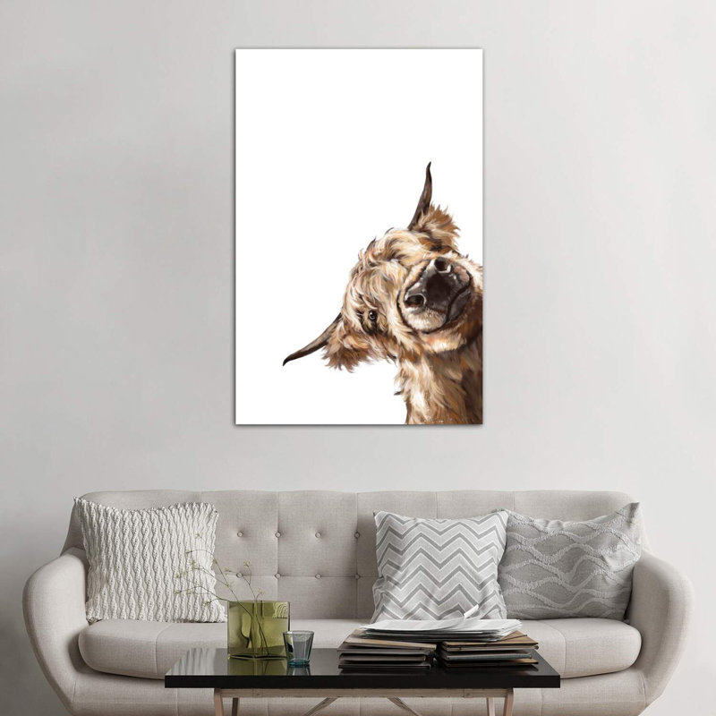 «Sneaky Highland Cow» par Big Nose Work, impression, H 60 po x l 40 po x P 1,5 po, Toile tendue