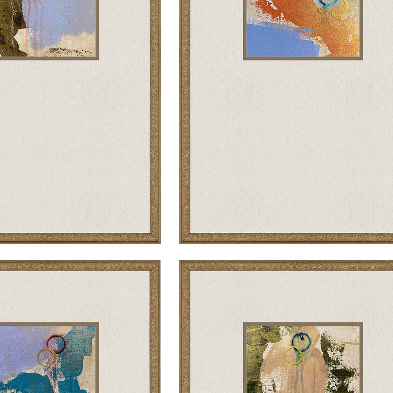 "Ensemble de quatre décorations murales encadrées dorées", ensemble de 4 pièces HomeRoots