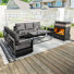 Ensemble de meubles de patio d'extérieur en aluminium 5 pièces avec chaises d'extérieur au propane de 50000 BTU, coussins gris et table basse