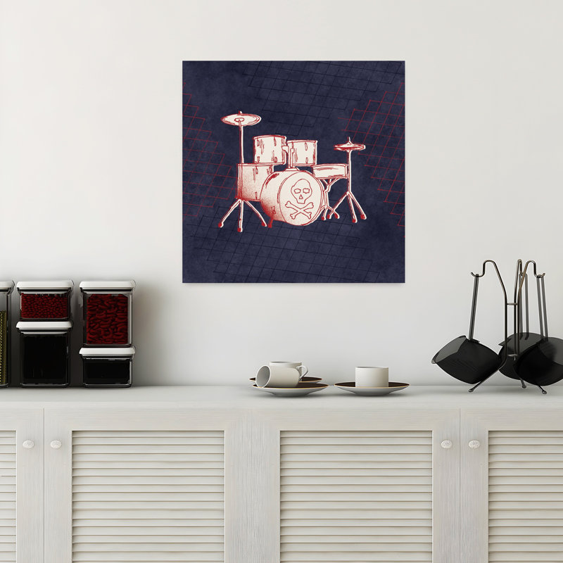 Rocker Drums, art abstrait rétro, H 18 po x l 18 po