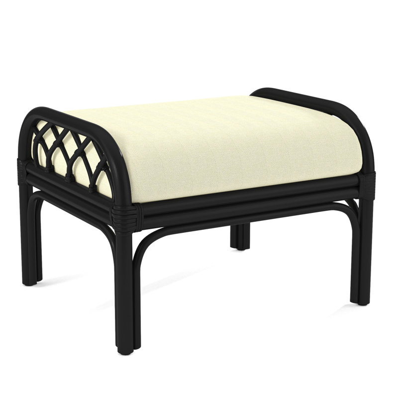 Repose-pieds rectangulaire Edgewater, Noir, noir, noir, noir, Tissu performance blanc 0851-94