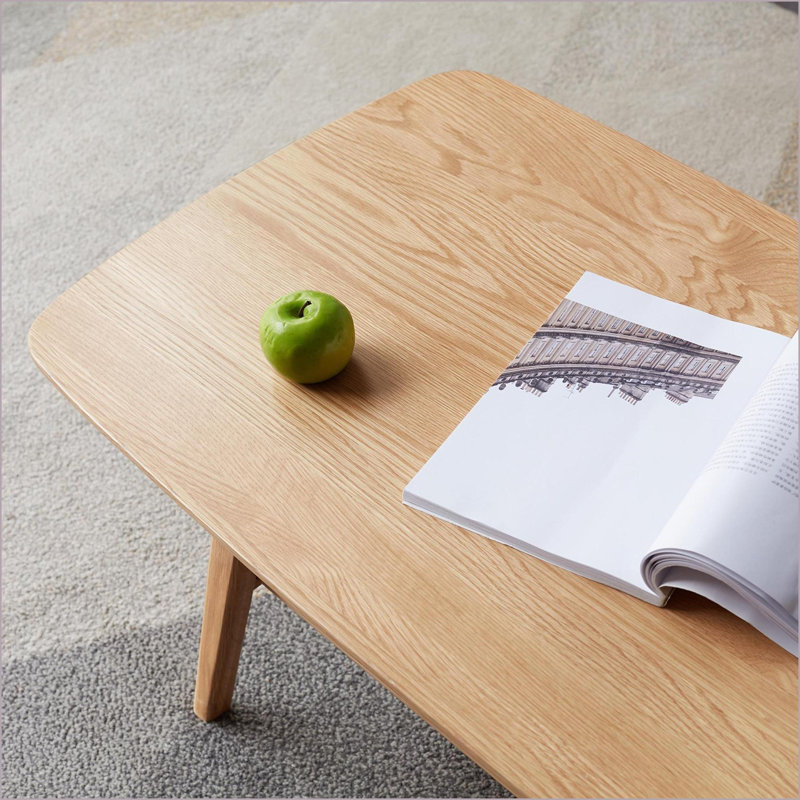 Table basse en chêne massif pour le salon avec rangement à 2 niveaux, facile à assembler et amp; Propre