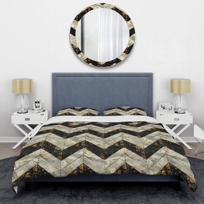 Ensemble de housse de couette Glamour Chevron - blanc et noir